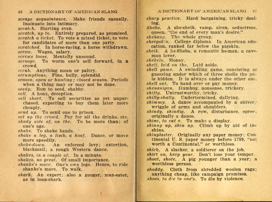 Page spread from The Dictionary of American Slang