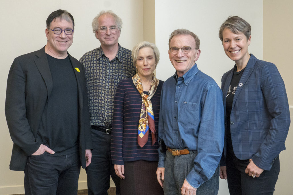 Portrait of Jeff MacKie-Mason, Brewster Kahle, Abby Smith Rumsey, Randy Schekman, and Molly Shaffer Van Houweling.