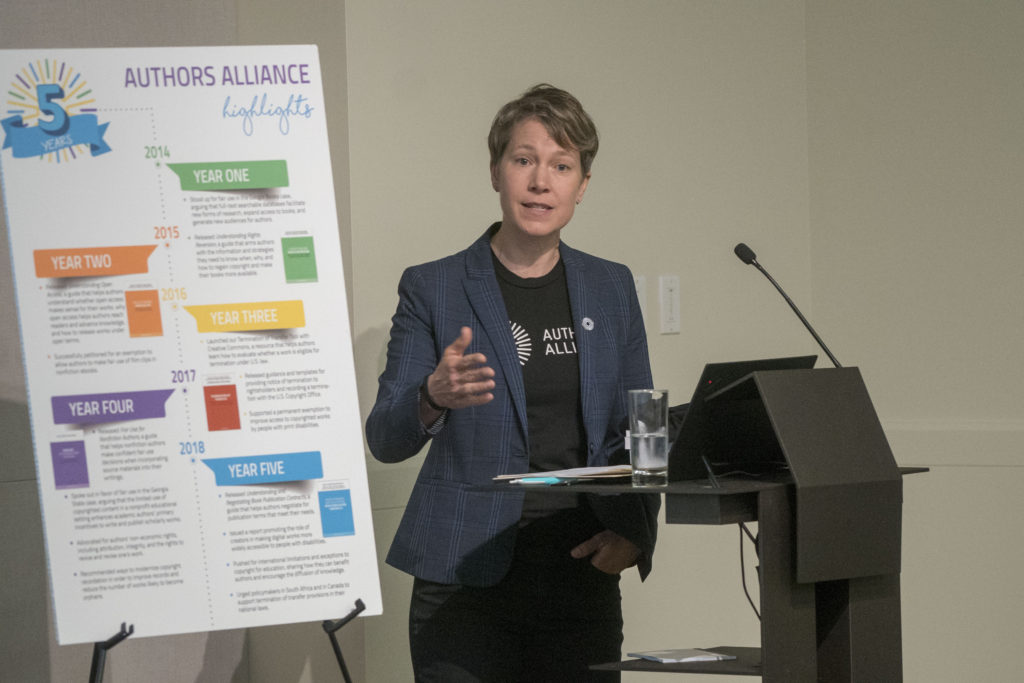 Photograph of Molly Shaffer Van Houweling giving opening remarks.