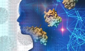 person with neurons and bits