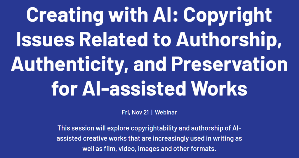 flyer for OCEAN event titled "Creating with AI"