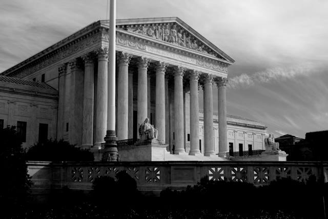 Black and white photograph of the U.S. Supreme Court (photo © Eric Harbeson)